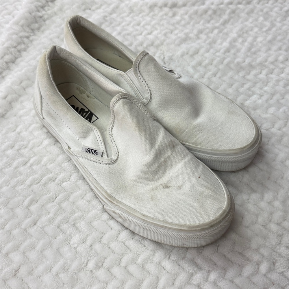 Vans Classic White Canvas Slip-Ons